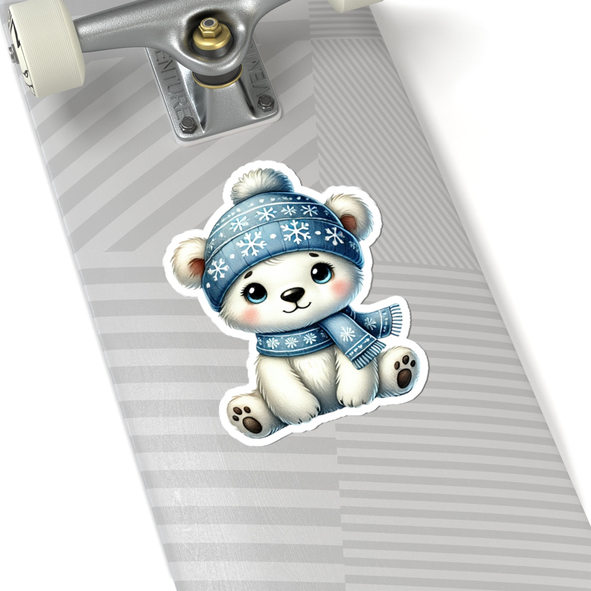 Cozy Polar Bear Winter Sticker — Glossy Kiss-Cut Vinyl
