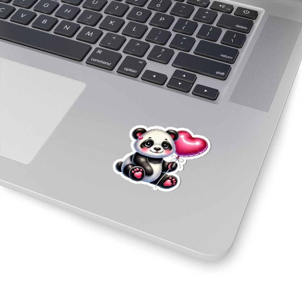 Panda Holding Heart Balloon Sticker — Cute Animal Love Decal