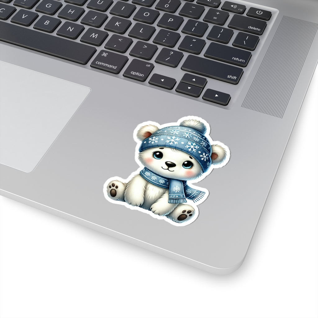 Cozy Polar Bear Winter Sticker — Glossy Kiss-Cut Vinyl