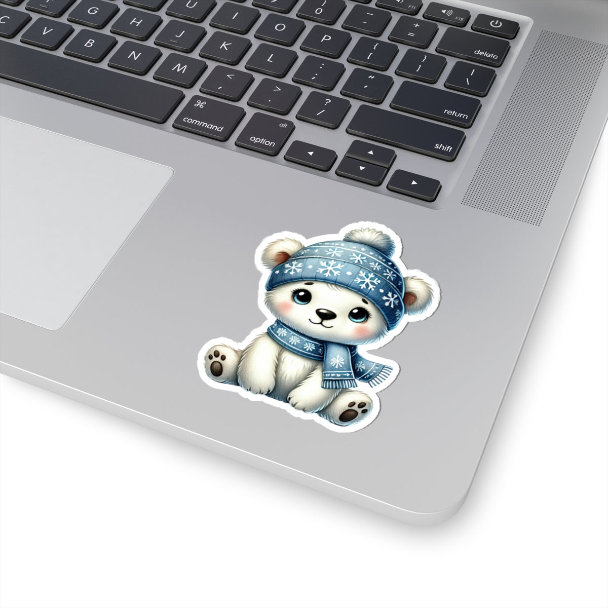 Cozy Polar Bear Winter Sticker — Glossy Kiss-Cut Vinyl