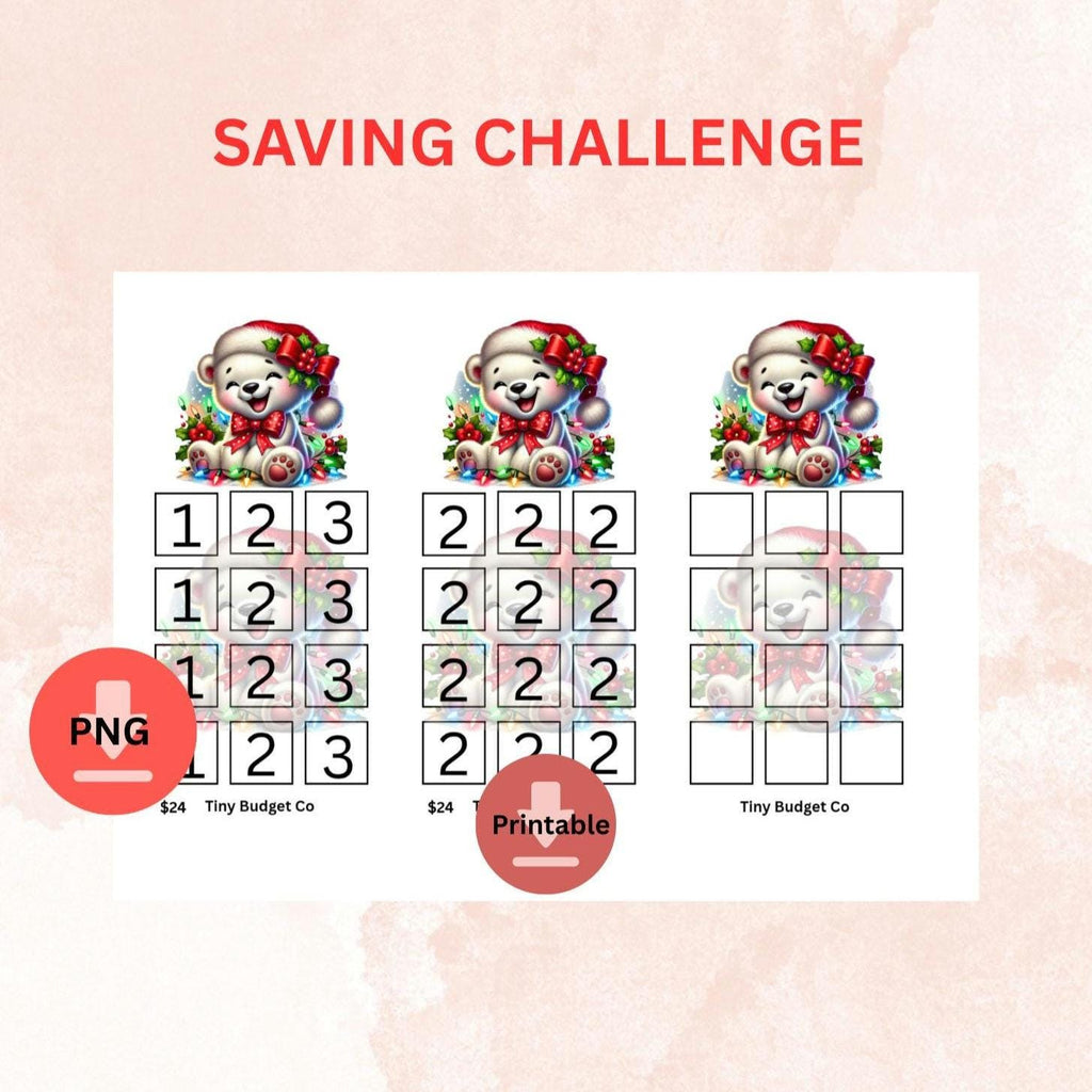 Christmas Polar Bear Mini Saving Challenge: Holiday Budget Printable (PNG Download