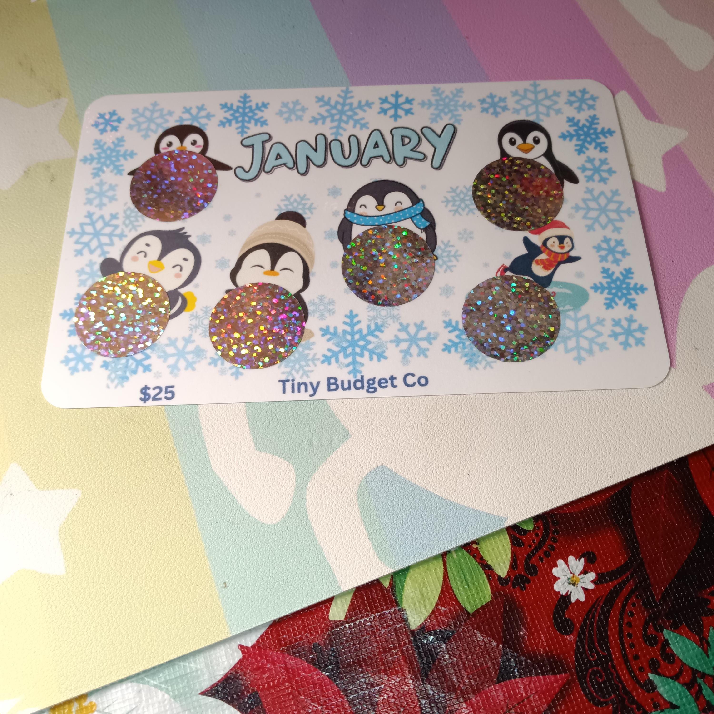 January Penguins Snowflakes Month Scratch Off Saving Challenge Low Income