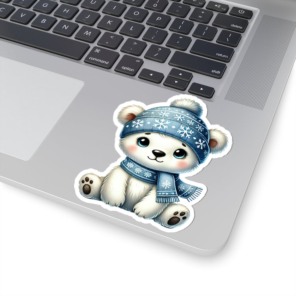 Cozy Polar Bear Winter Sticker — Glossy Kiss-Cut Vinyl