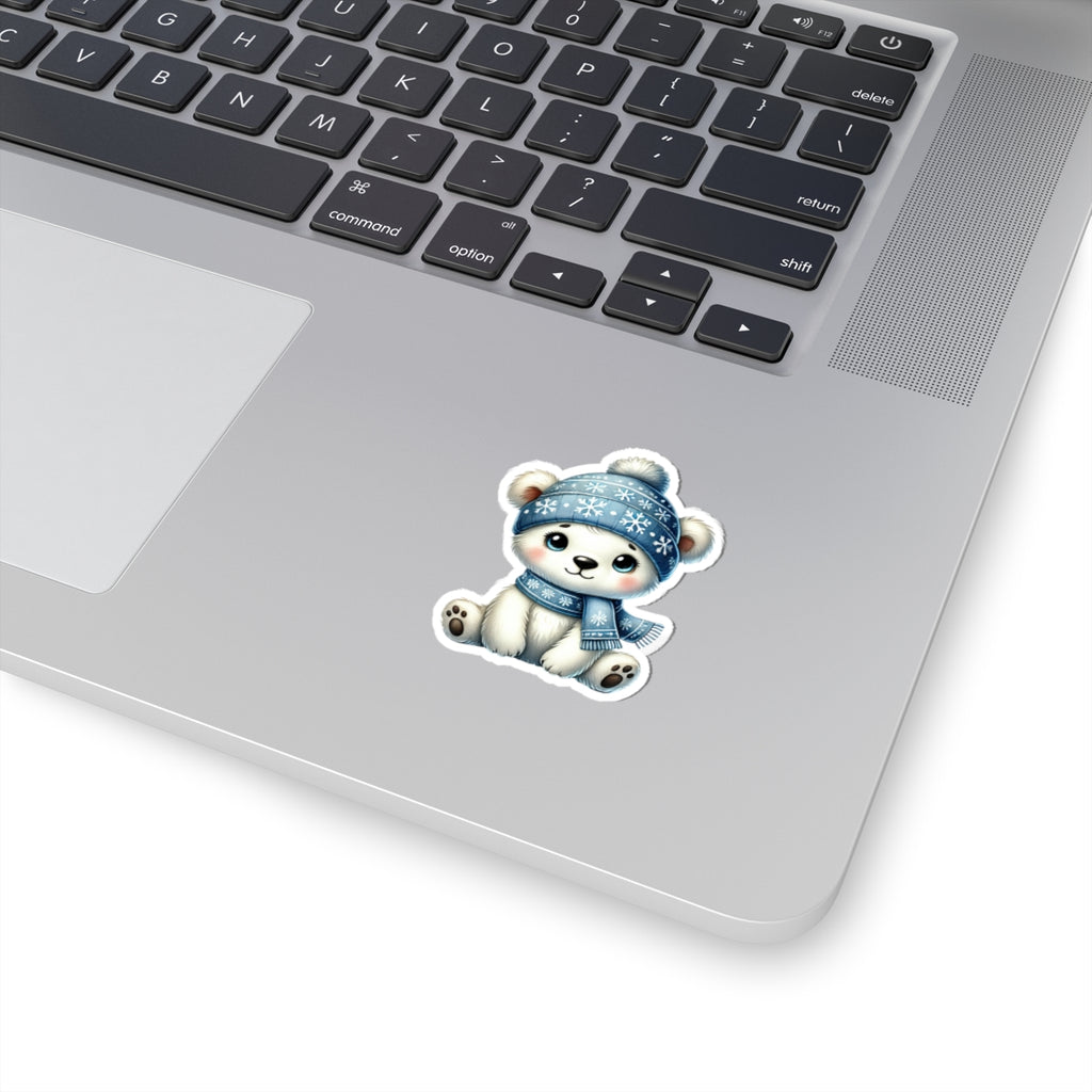 Cozy Polar Bear Winter Sticker — Glossy Kiss-Cut Vinyl