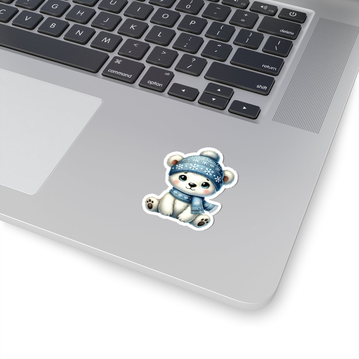 Cozy Polar Bear Winter Sticker — Glossy Kiss-Cut Vinyl