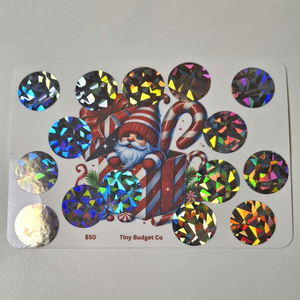 Peppermint Gnome Scratch Off Savings Challenge