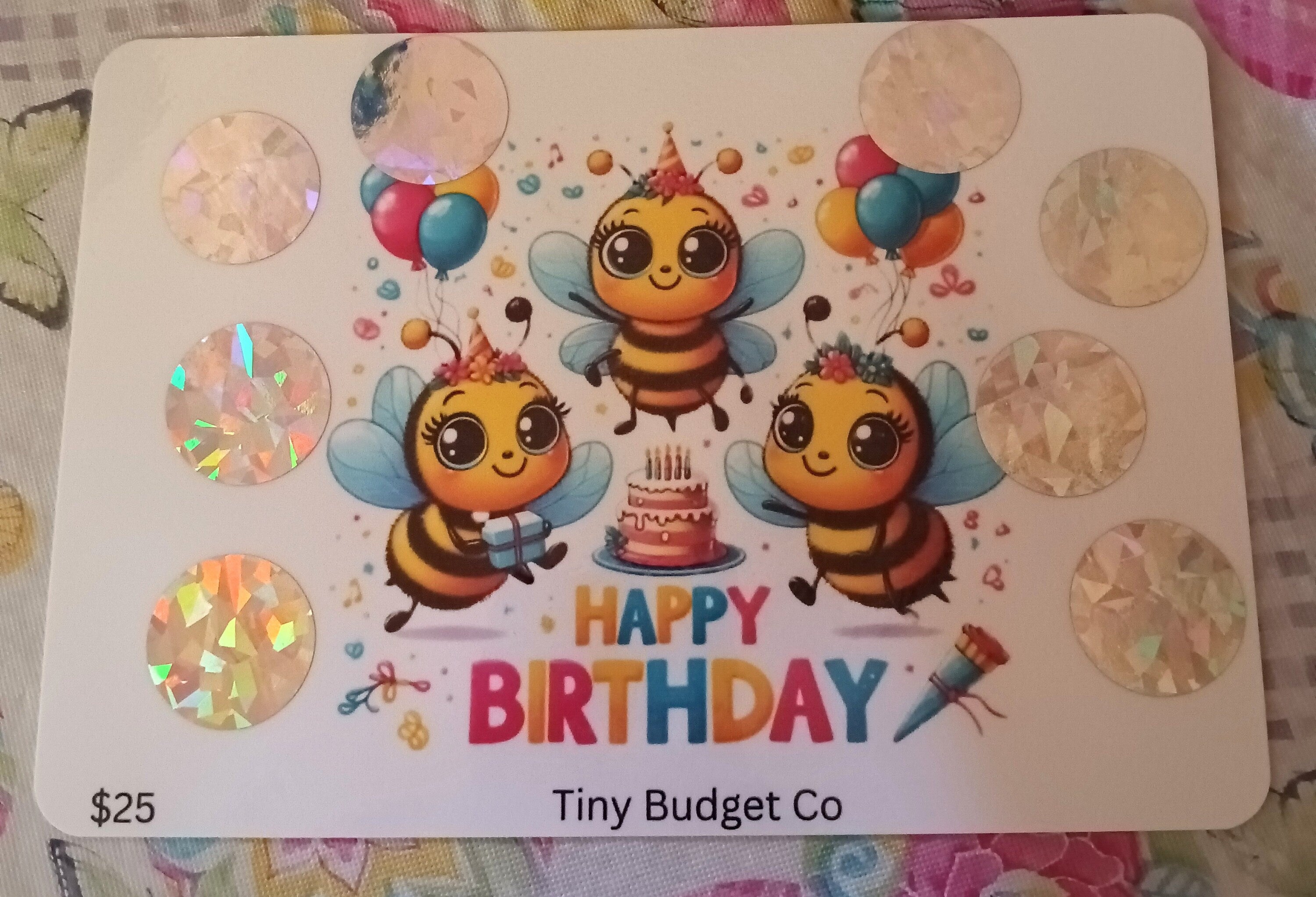 Bee Happy Birthday Savings Challenge: Kids Scratch-Off Game