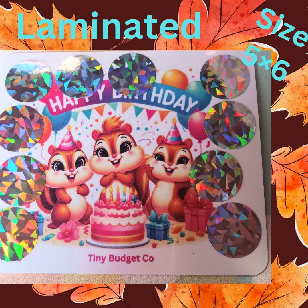Squirrel Happy Birthday Scratch Off Saving Challenge for Low Income