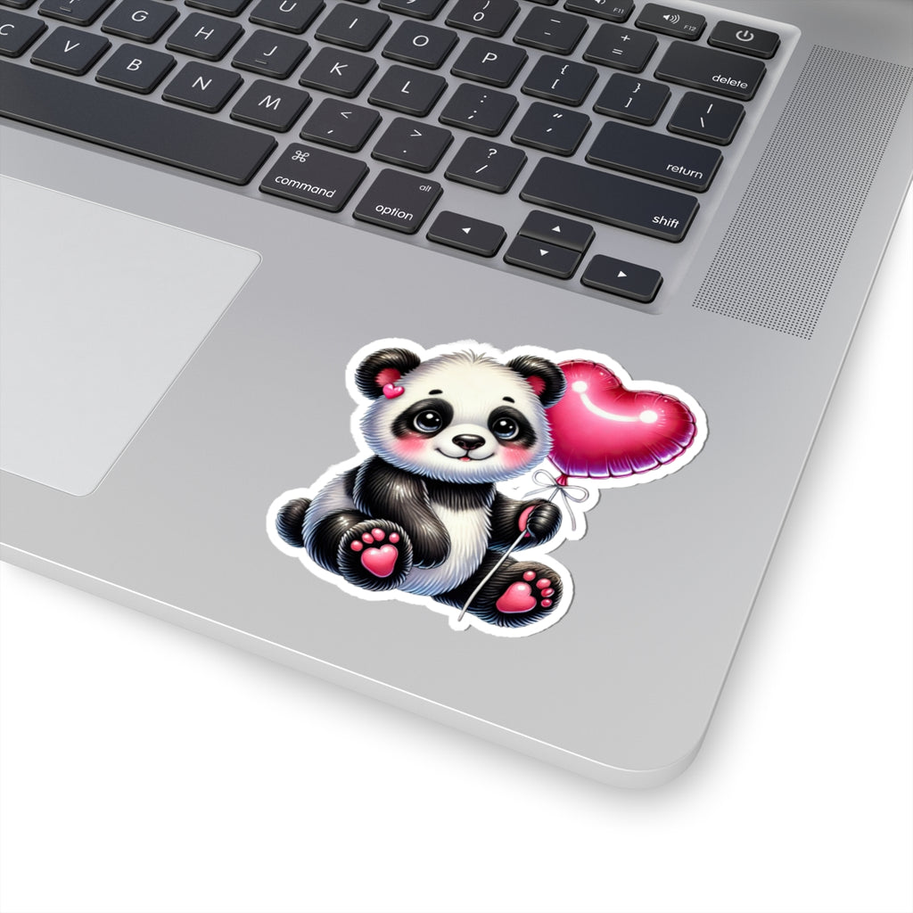 Panda Holding Heart Balloon Sticker — Cute Animal Love Decal
