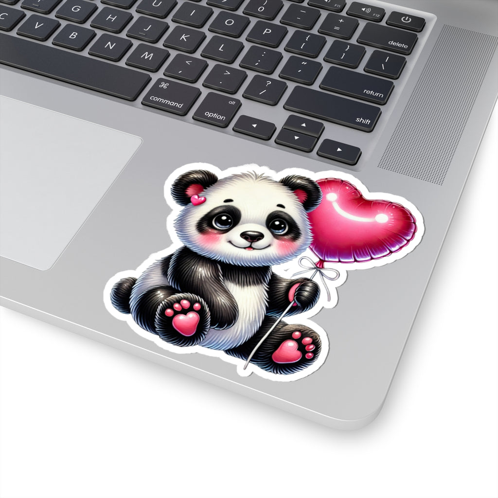 Panda Holding Heart Balloon Sticker — Cute Animal Love Decal