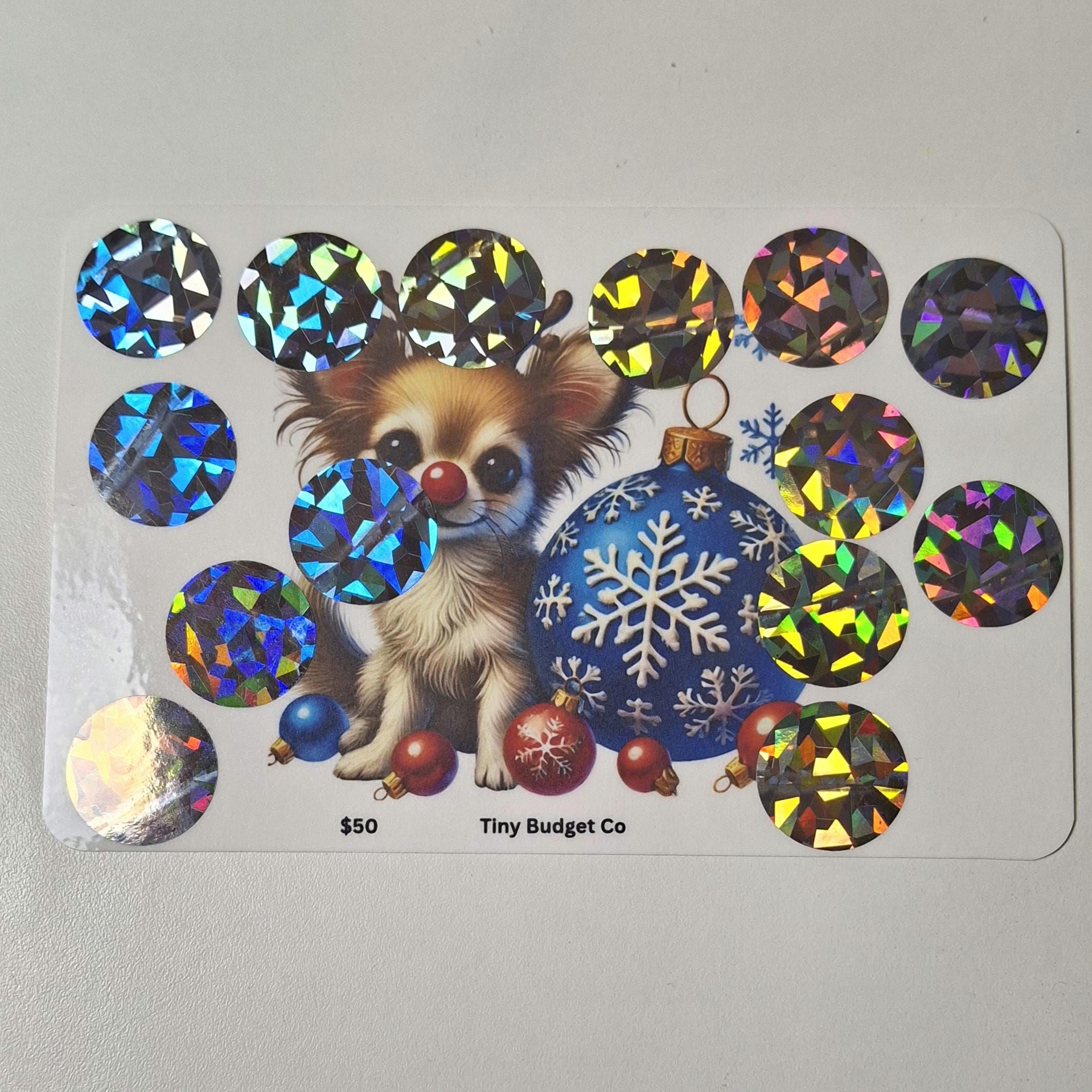 Red Nose Reindeer Pup Christmas Scratch Off Saving Challenge