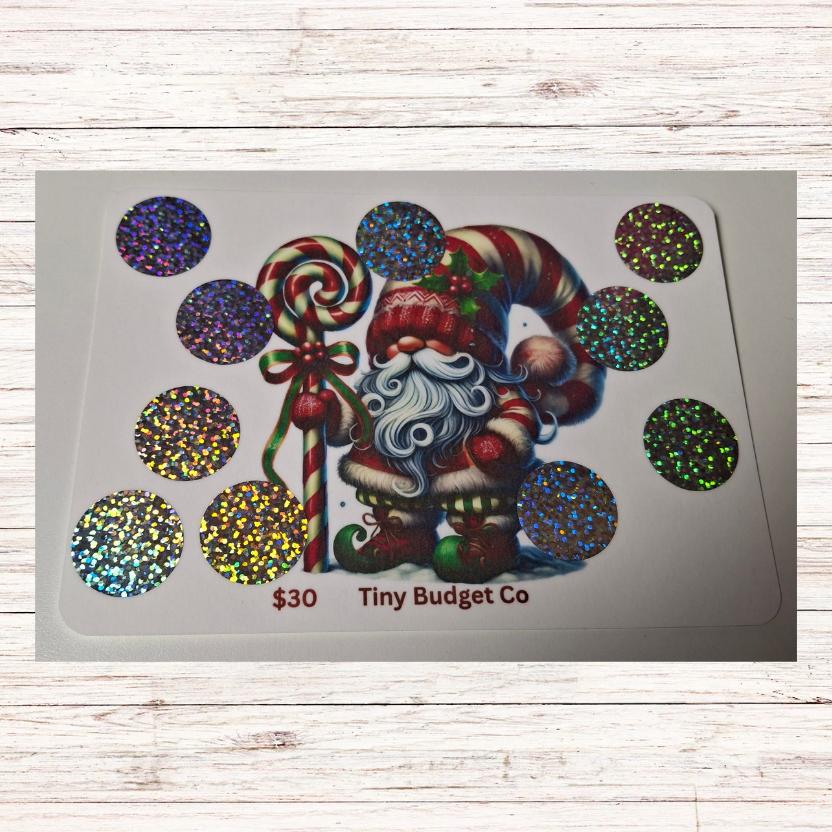 Candy Cane Gnome Scratch-Off Savings Challenge: Holiday Budgeting