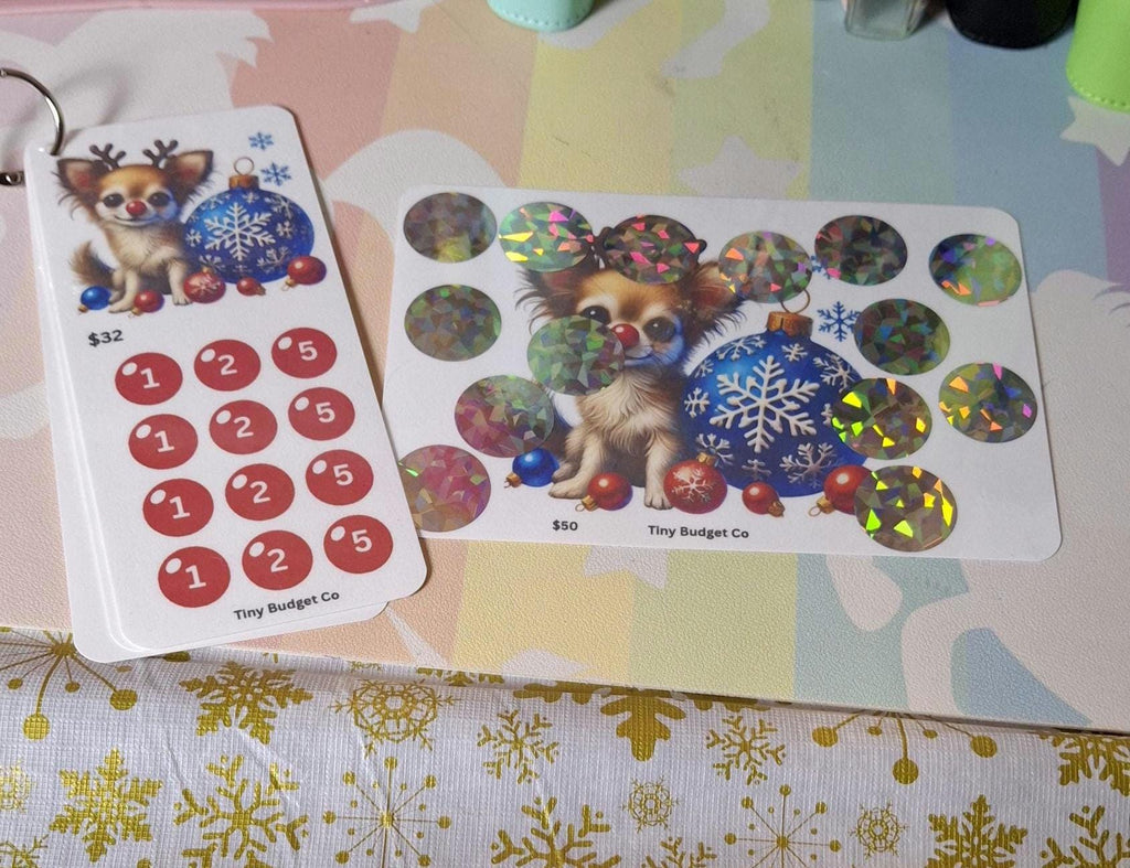 Red Nose Reindeer Pup Christmas Scratch Off and Mini Saving Challenge Set