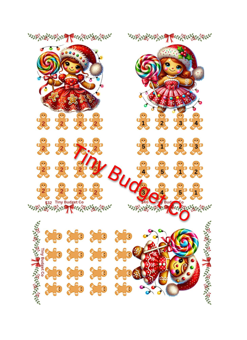 Gingerbread Lollipop Christmas Mini Saving Challenge Set