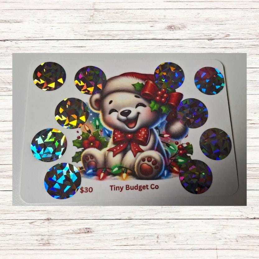 Christmas Polar Bear Savings Challenge: Scratch-Off Budget Friendly, Laminated