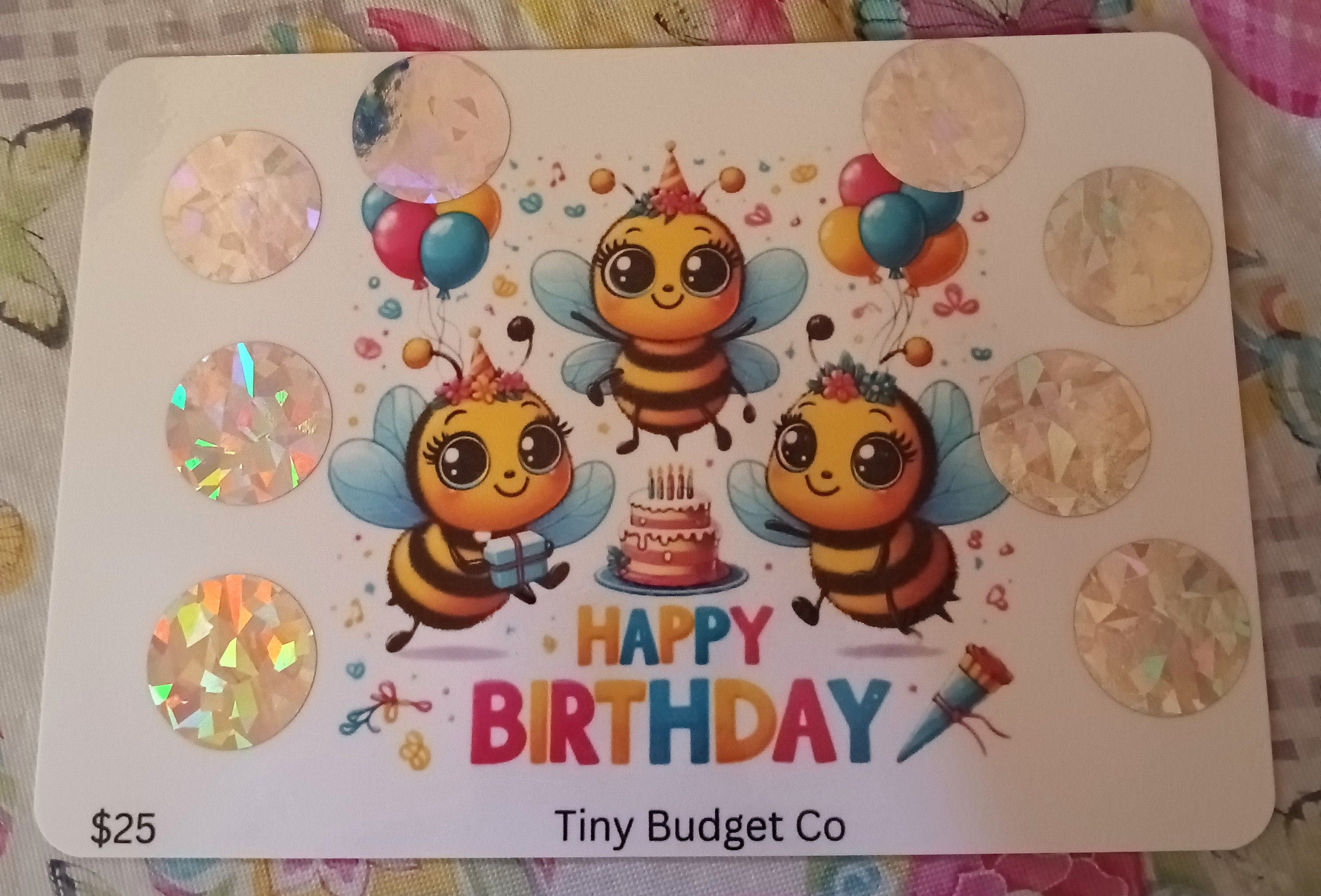 Bee Happy Birthday Savings Challenge: Kids Scratch-Off Game