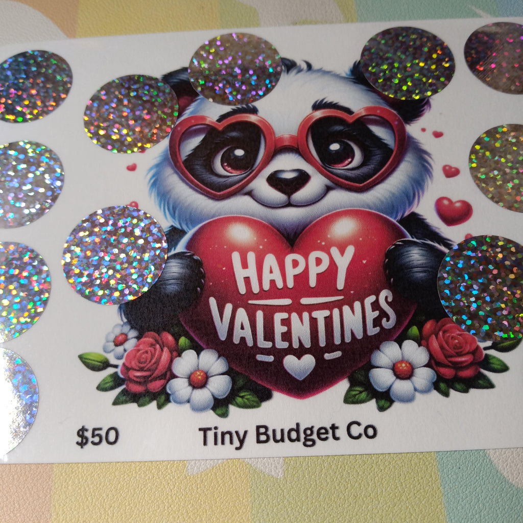 Panda Glasses Valentine's Scratch Off Saving Challenge Valentine Low income