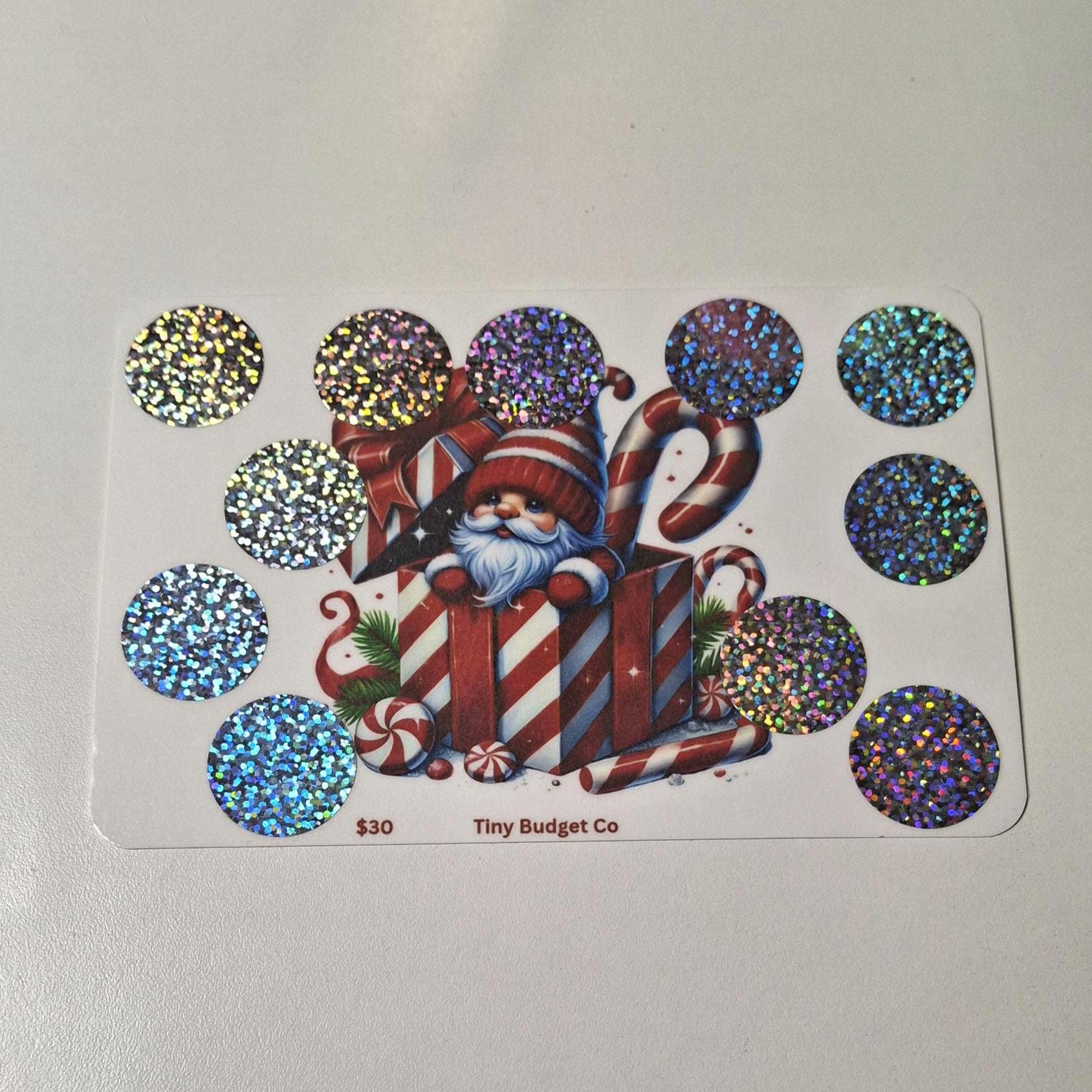 Peppermint Gnome Scratch Off Savings Challenge