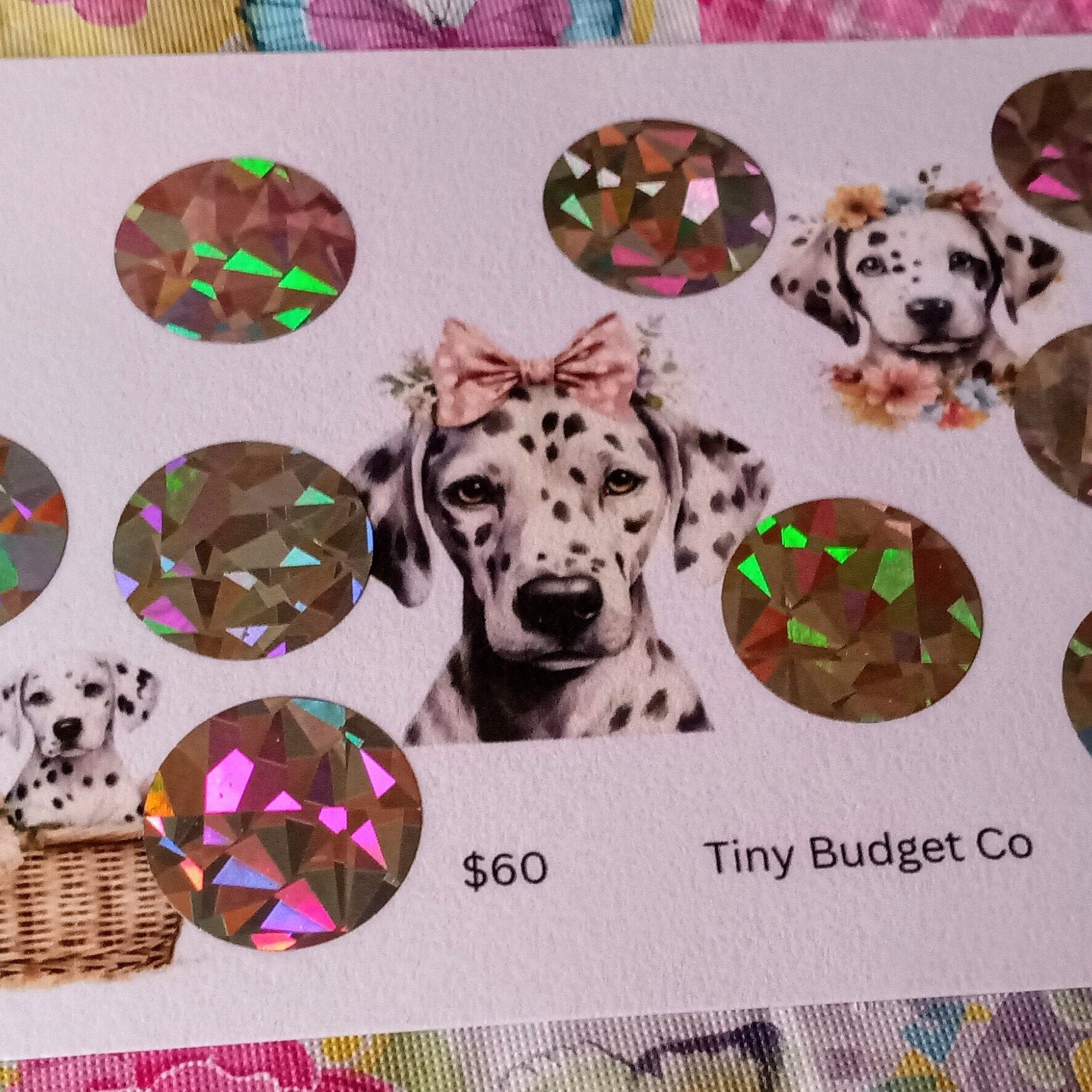 Dalmatian Dogs Scratch Off Saving Challenge Low Income, Scratch and Save Money, Dog Lover Saving Challenges,