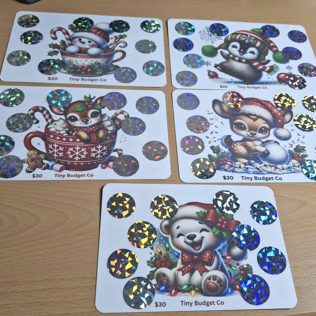 Mystery Christmas Variety Bargin Pack Scratch Off Saving Challenge Pack Bundle Set Low Income Saving  Scratch and Save 5,10 pack Set