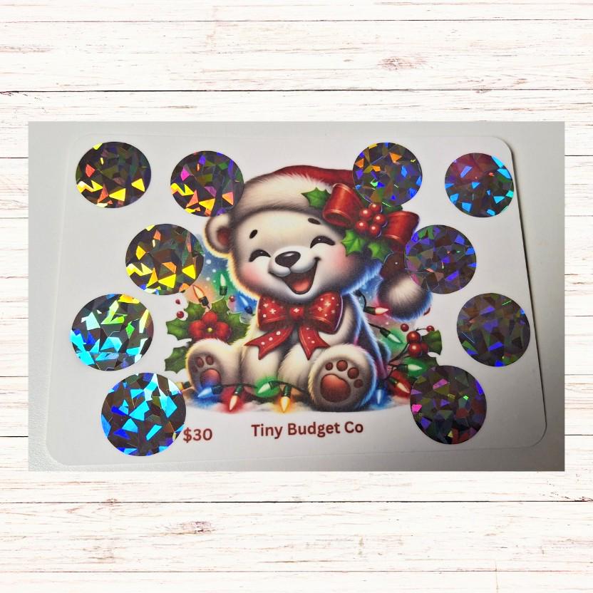 Christmas Polar Bear Savings Challenge: Scratch-Off Budget Friendly, Laminated
