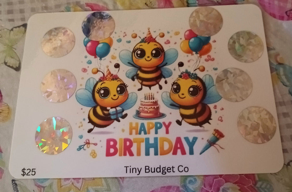 Bee Happy Birthday Savings Challenge: Kids Scratch-Off Game
