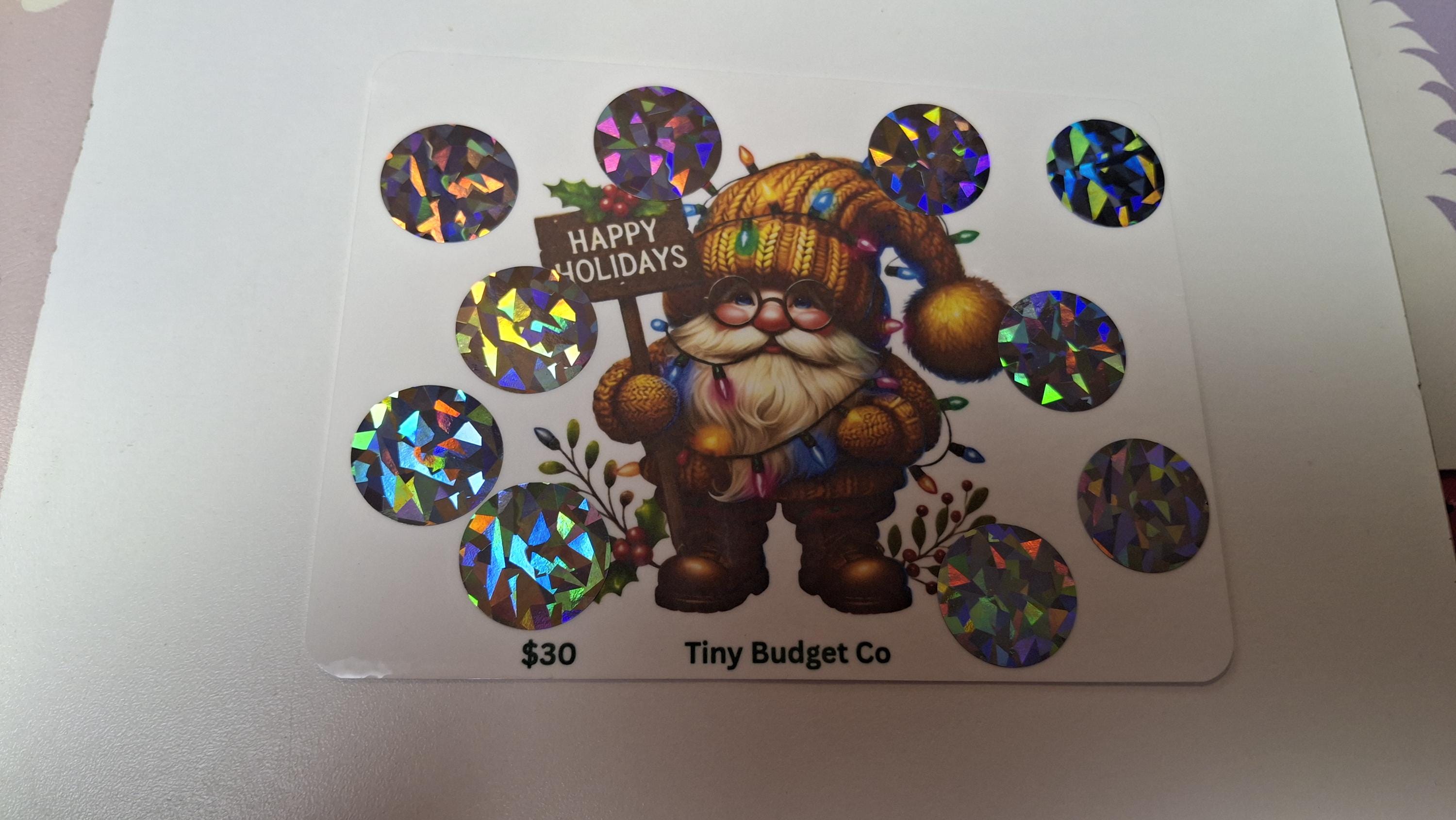 Happy Holidays Gnome Scratch-Off Savings Challenge: Holiday Budgeting