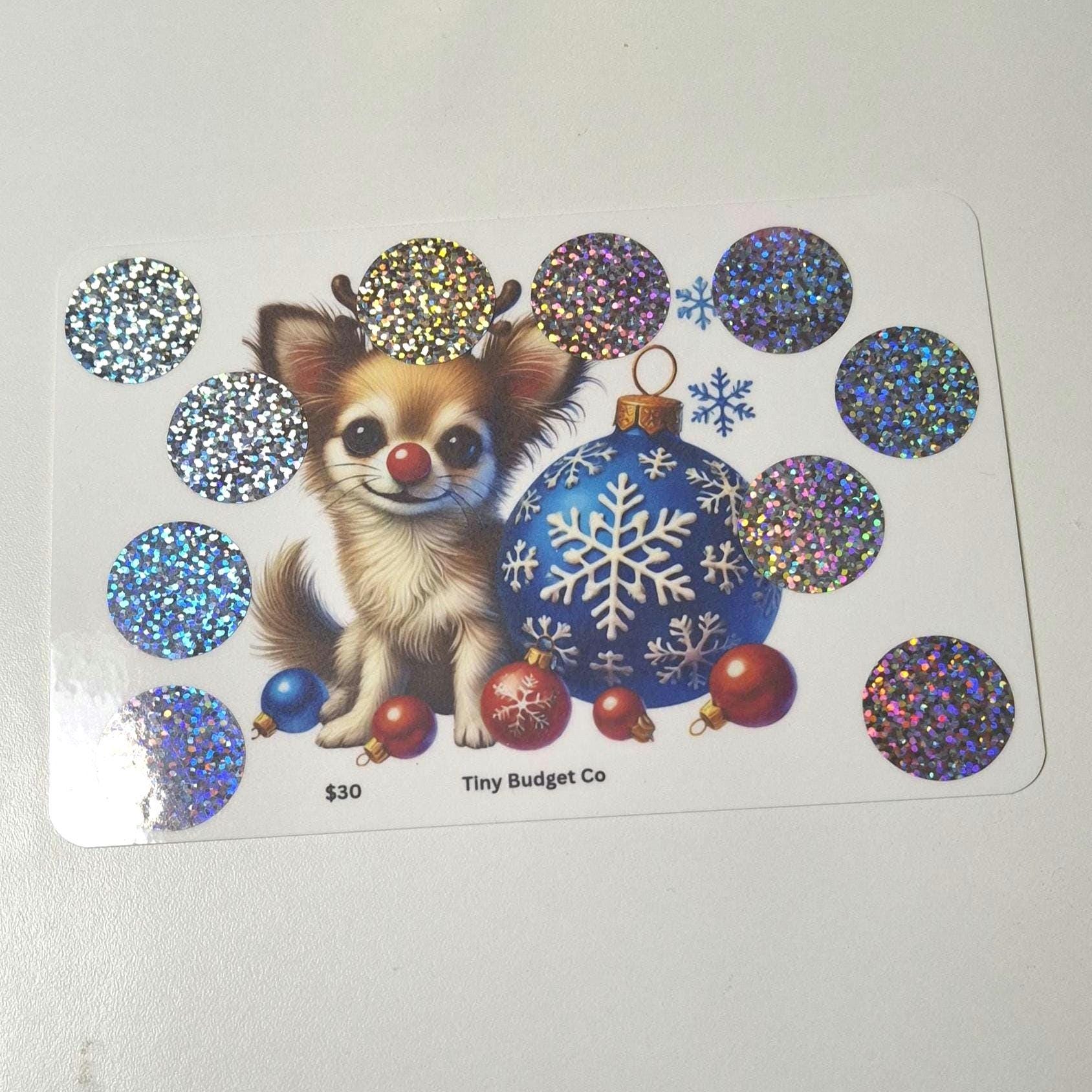 Red Nose Reindeer Pup Christmas Scratch Off Saving Challenge