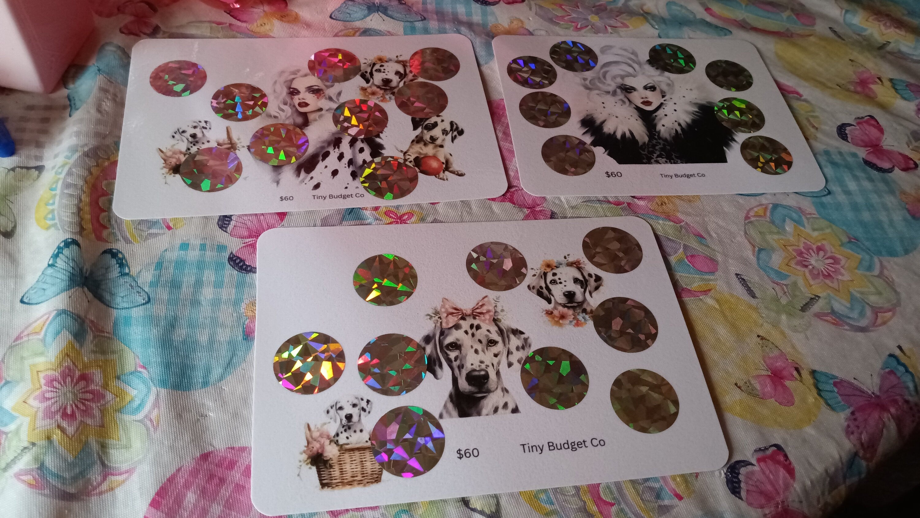 Dalmatian Dogs & Evil woman set Scratch Off Saving Challenge Low Income Set of 3