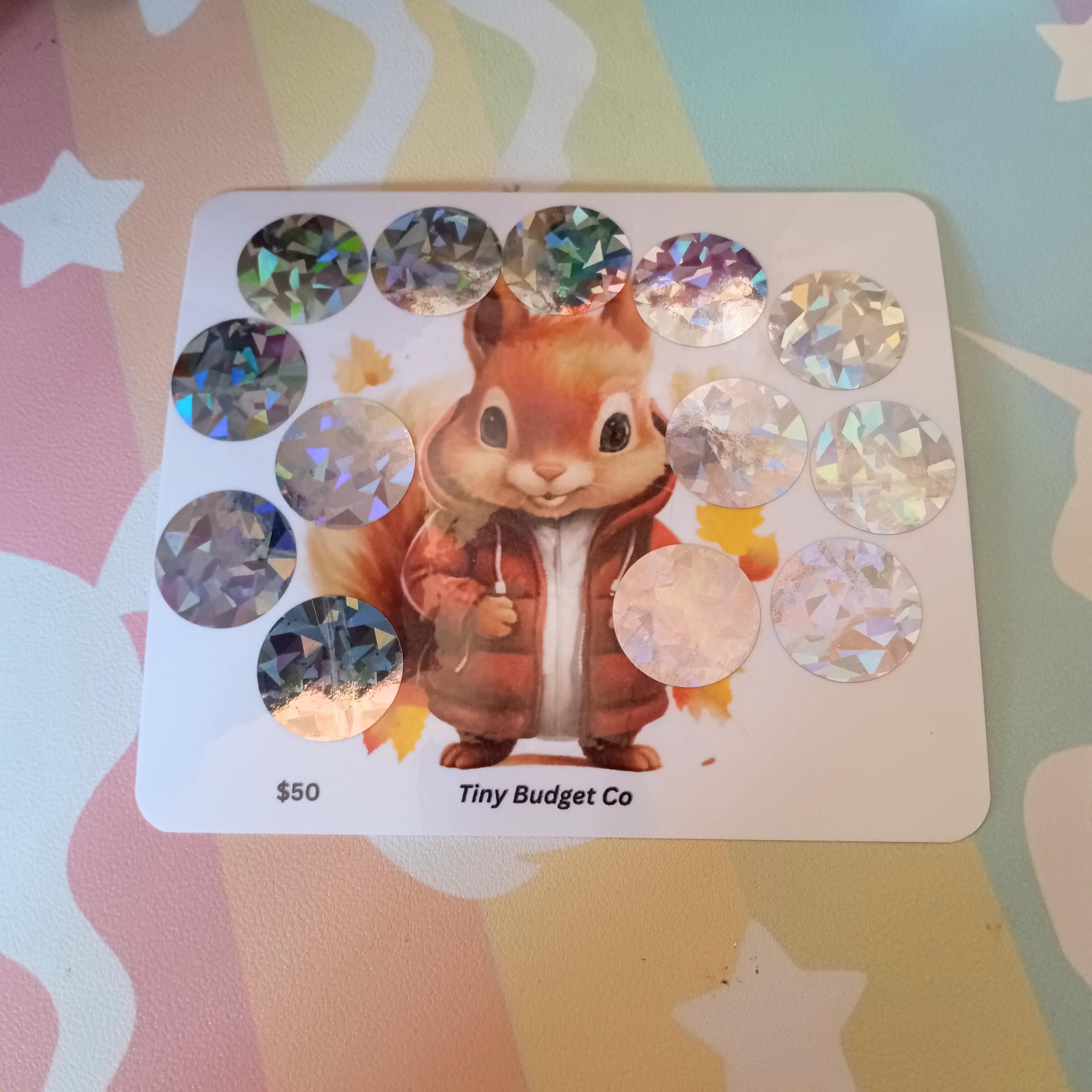 Autumn Squirrel Scratch Off Low Income Fall Saving Challenge, Fall Animal