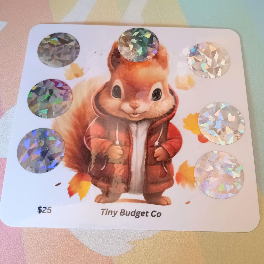 Autumn Squirrel Scratch Off Low Income Fall Saving Challenge, Fall Animal