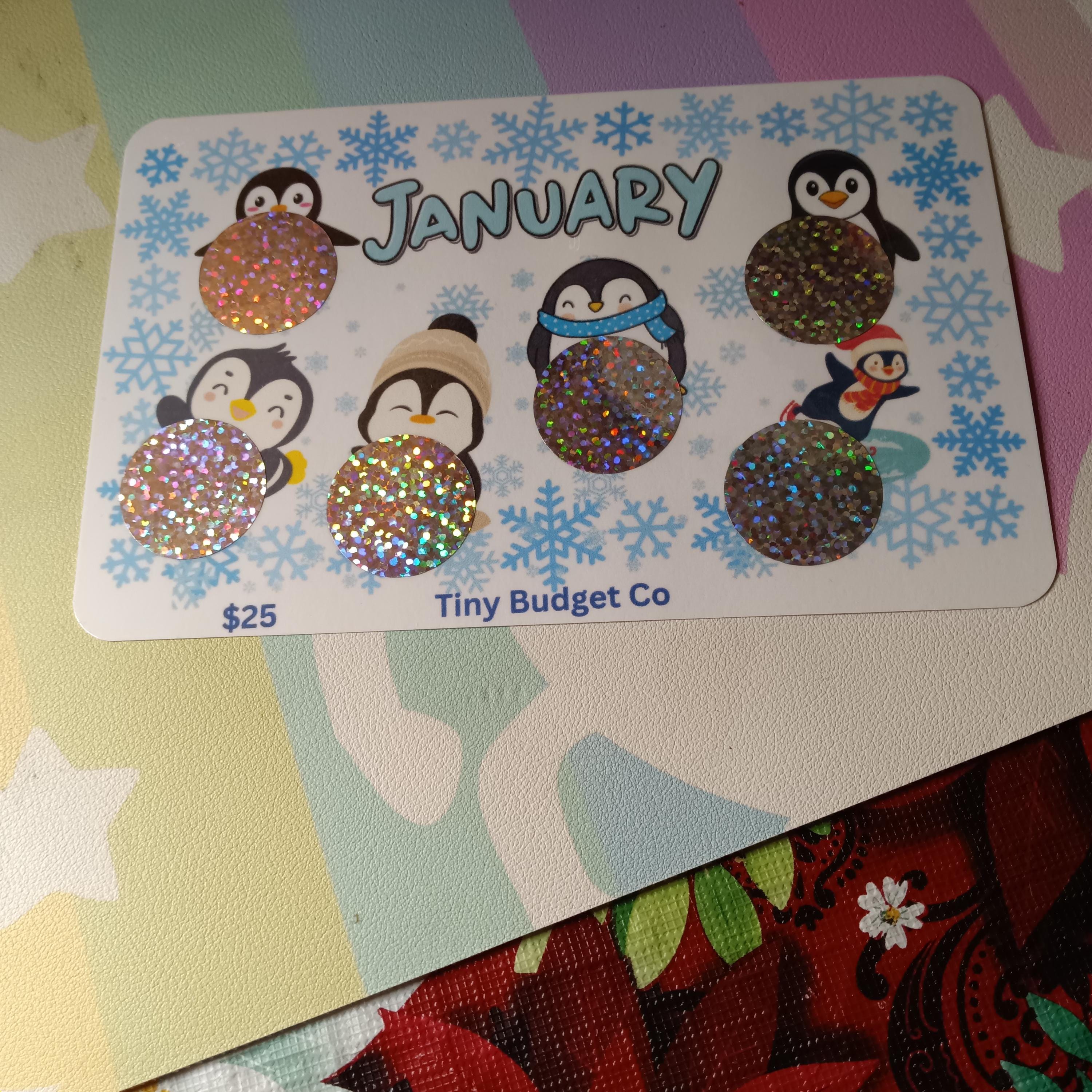 January Penguins Snowflakes Month Scratch Off Saving Challenge Low Income