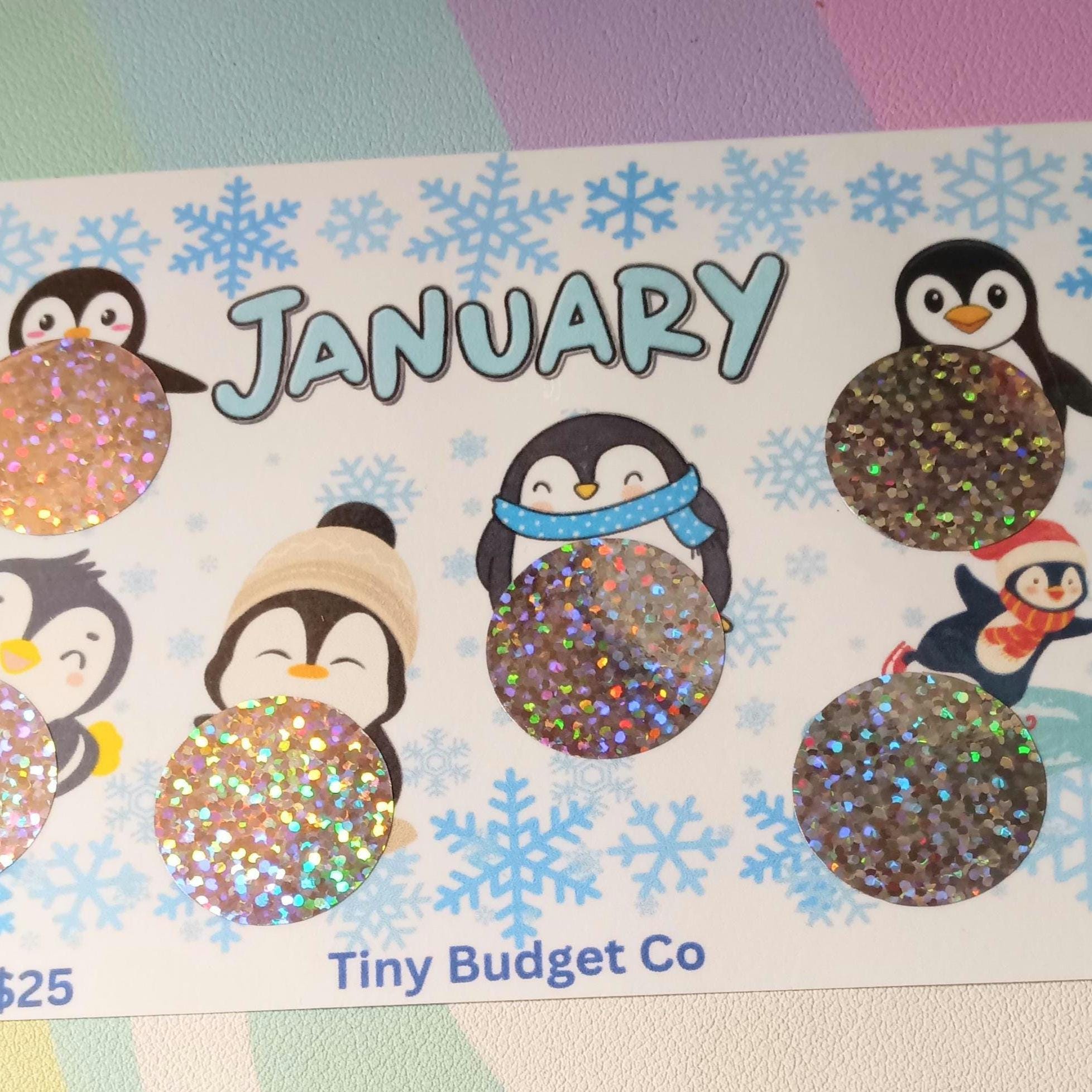 January Penguins Snowflakes Month Scratch Off Saving Challenge Low Income