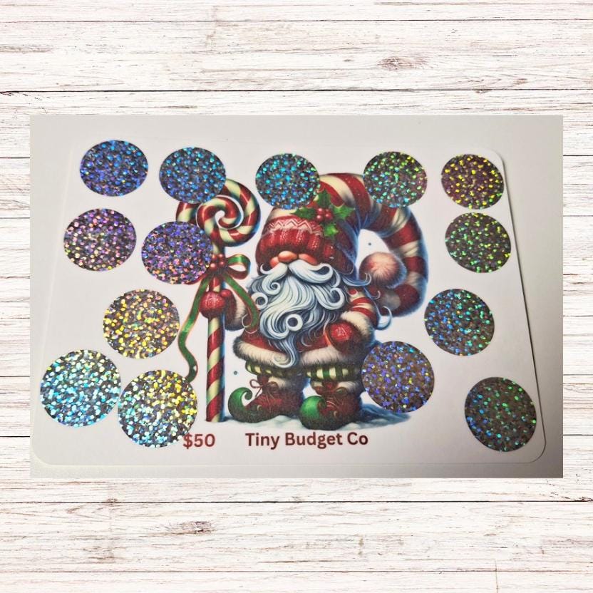 Candy Cane Gnome Scratch-Off Savings Challenge: Holiday Budgeting