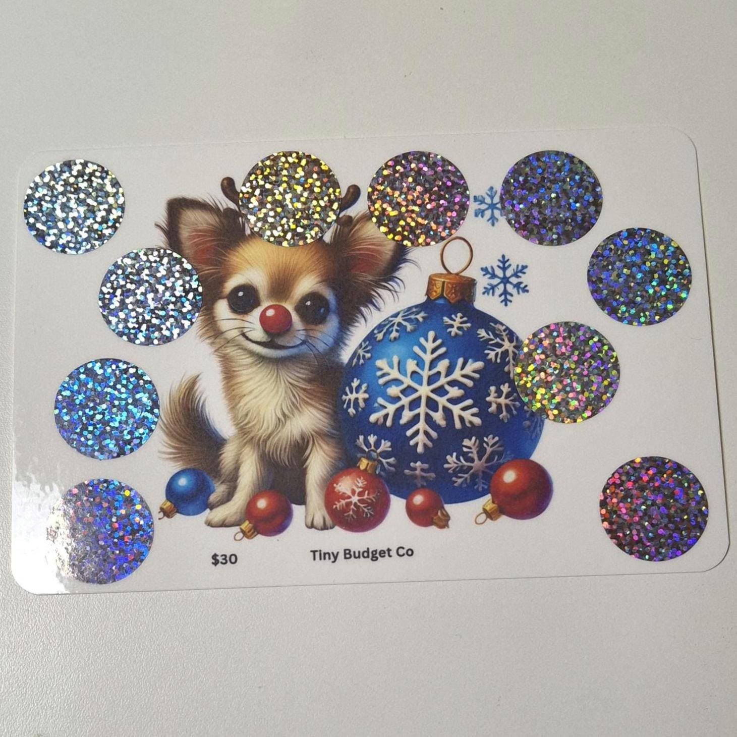 Red Nose Reindeer Pup Christmas Scratch Off Saving Challenge