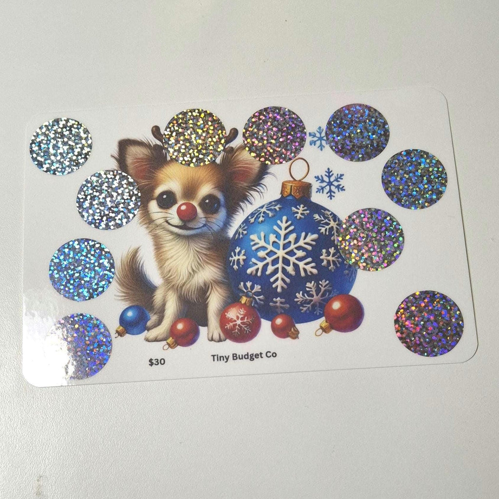 Red Nose Reindeer Pup Christmas Scratch Off Saving Challenge