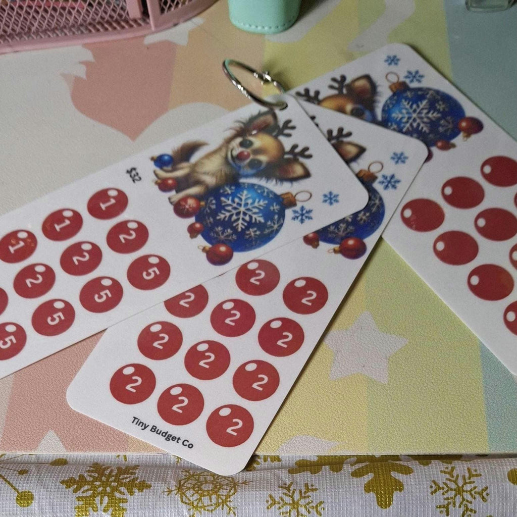 Red Nose Reindeer Pup Christmas Scratch Off and Mini Saving Challenge Set