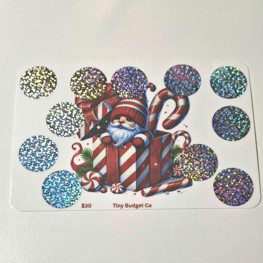 Peppermint Gnome Scratch Off Savings Challenge