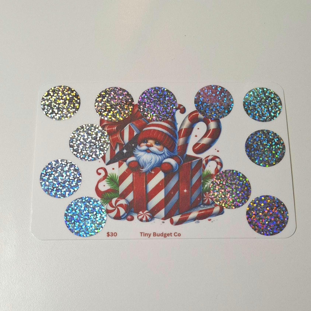 Peppermint Gnome Scratch Off Savings Challenge