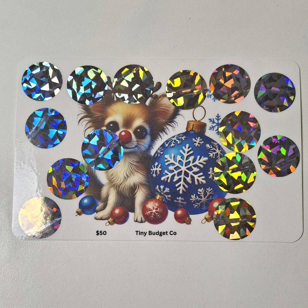 Red Nose Reindeer Pup Christmas Scratch Off Saving Challenge