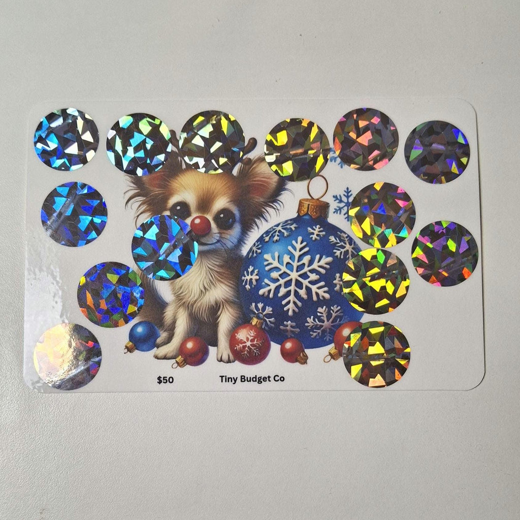 Red Nose Reindeer Pup Christmas Scratch Off Saving Challenge