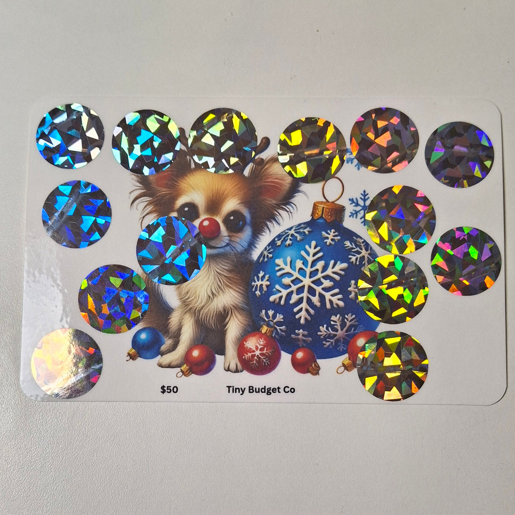 Red Nose Reindeer Pup Christmas Scratch Off Saving Challenge