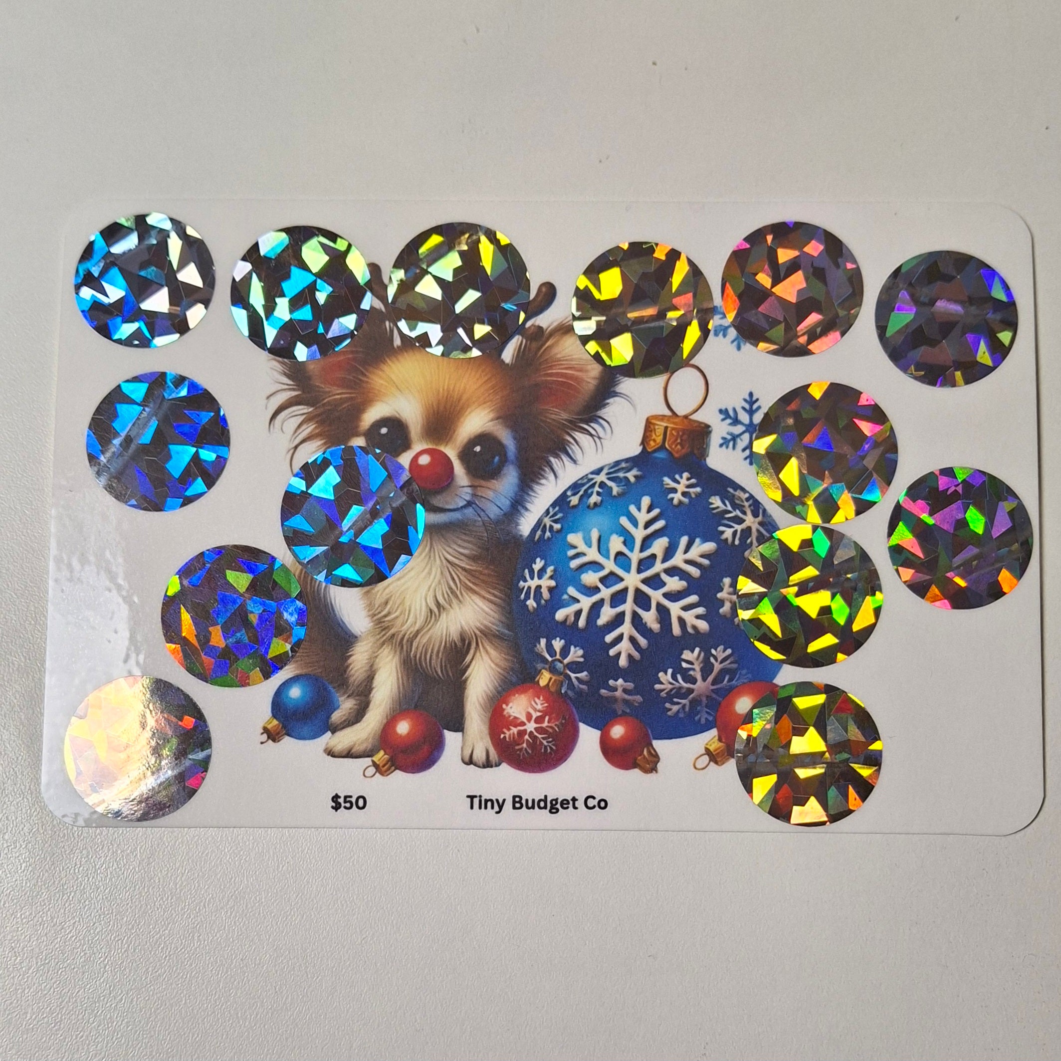 Red Nose Reindeer Pup Christmas Scratch Off Saving Challenge