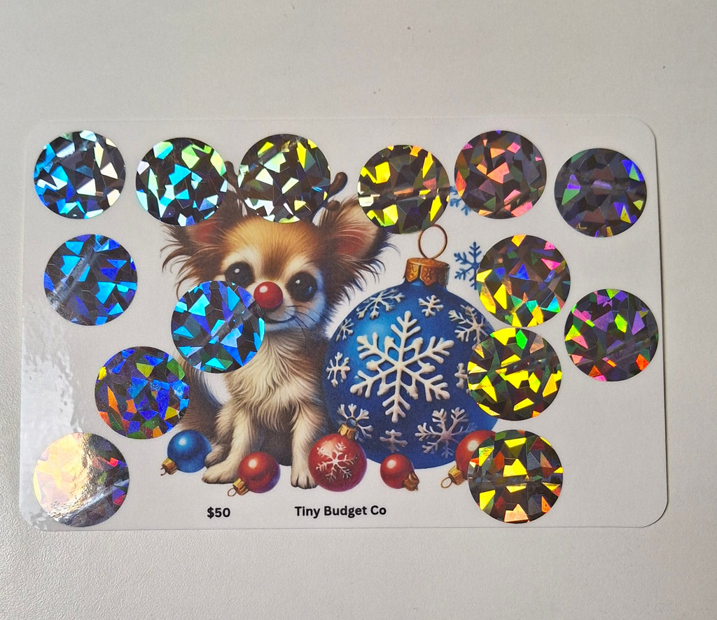 Red Nose Reindeer Pup Christmas Scratch Off Saving Challenge