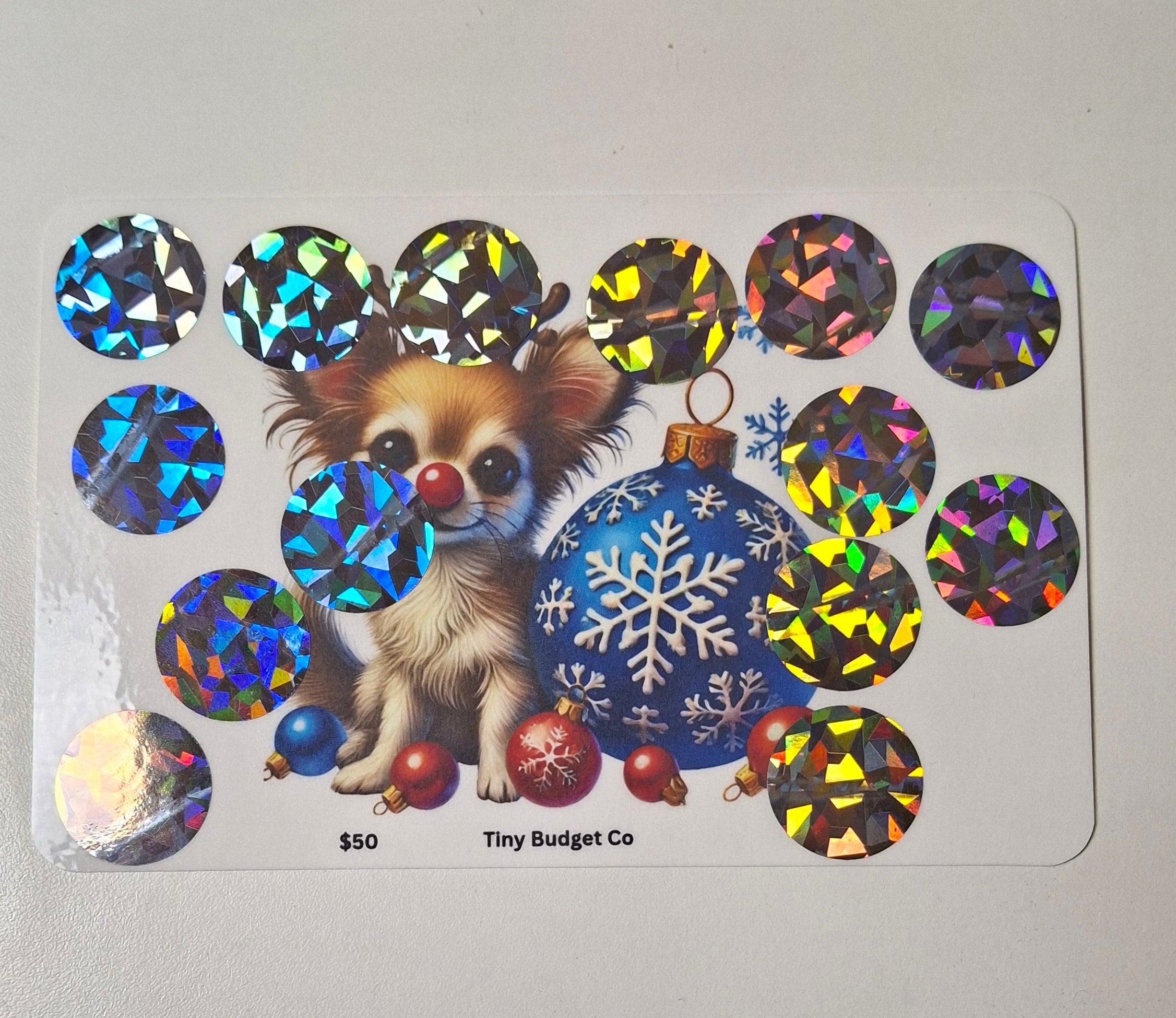 Red Nose Reindeer Pup Christmas Scratch Off Saving Challenge