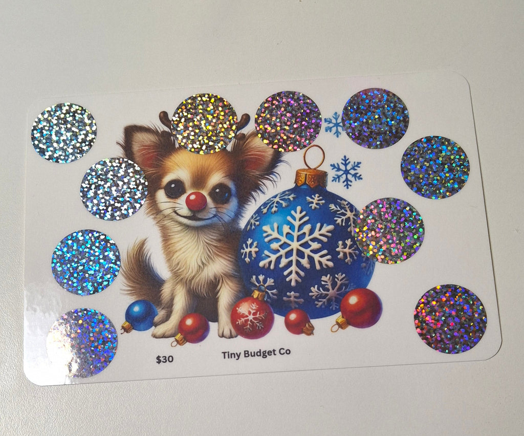 Red Nose Reindeer Pup Christmas Scratch Off Saving Challenge